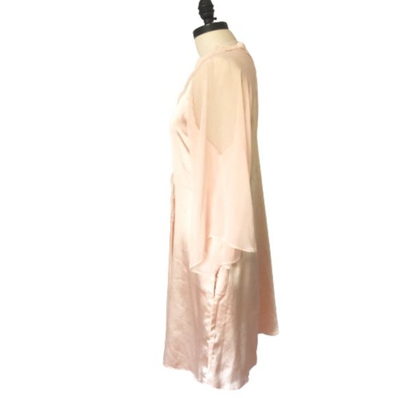 Vintage VALENTINO Peach Satin Lace Negligee Robe - Picture 11 of 17